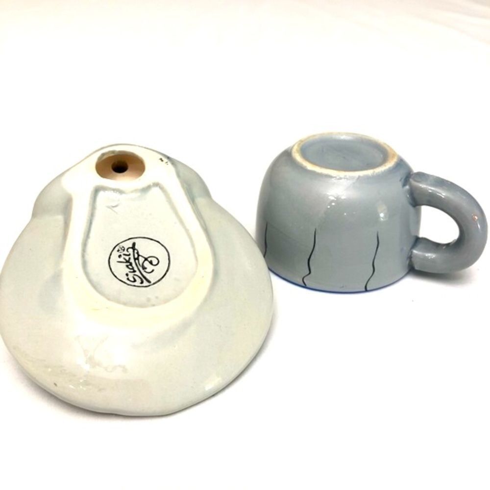 Set /2 Siaki Rare Elephant & Leon Mini Ceramic Cups - Picture 5 of 10
